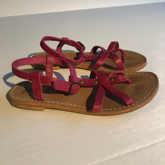 Peek Little Kids Fushcia Strappy Leather Sandals - Picture 2 of 7